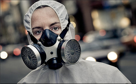 woman wearing gas mask