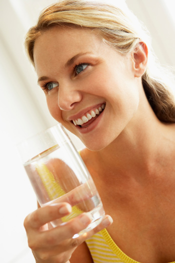 woman drinking water