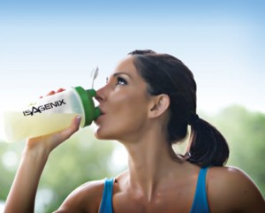 woman drinking isalean shake