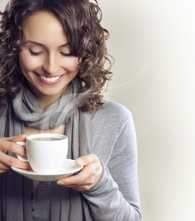 woman drinking coffee