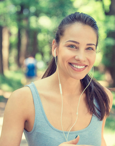 woman jogging with headphones