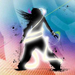 abstract dancer with electric lights