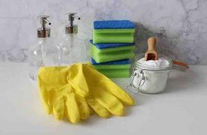 gloves sponges baking soda for cleaning