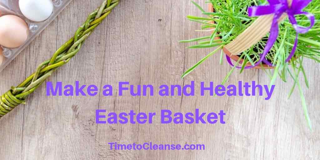 Make a fun and healthy easter basket banner with natural eggs natural grass and braided stick